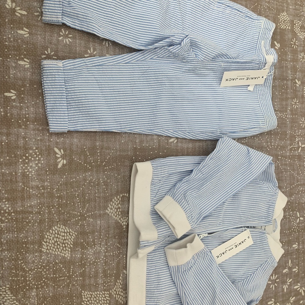 janie and jack blue seersucker 2 pc set 18/-24 mo